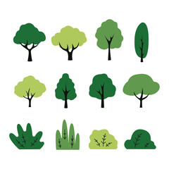 Collection of trees. tree set isolated on white background. vector illustration.