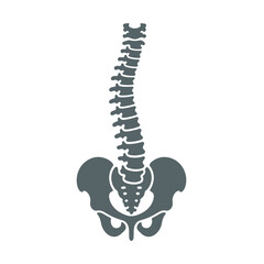 Vertebrae Silhouette vector Art & Illustration, Human Bone, Human organ silhouette on a white background