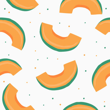 Cute melon fruits seamless pattern background