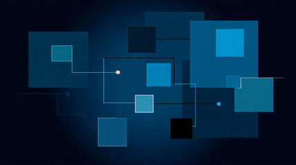 Abstract blue geometric flowchart symbolizing modern corporate efficiency and structured innovation