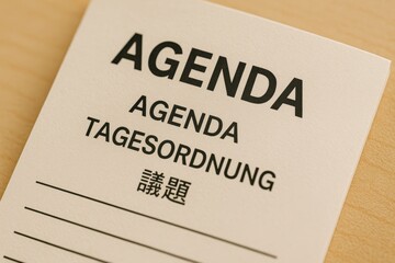 Agenda Document for Meetings in Multiple Languages with Space for Notes and Dates
