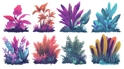 Abstract colorful plant forms collection