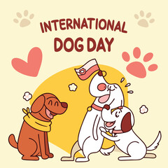 A poster for a dog day with a heart that says international dog day