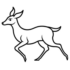 Deer black and white line drawing simple on white background