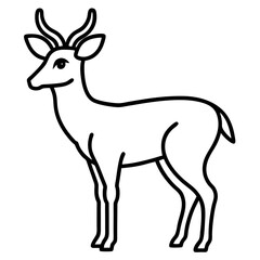 Deer black and white line drawing simple on white background