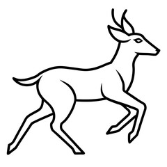 Deer black and white line drawing simple on white background