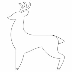 Deer black and white line drawing simple on white background