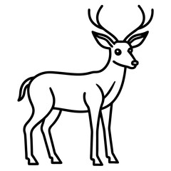Deer black and white line drawing simple on white background