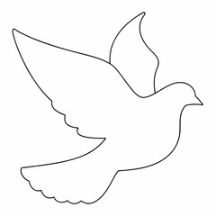 Dove black and white line drawing simple on white background