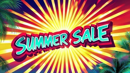 Retro 80s Summer Sale 3D Text Animation with Tropical Sunset Background and Palm Trees for Marketing Promotion - Powered by Adobe