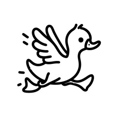 Cute Cartoon Duck Running and Flying