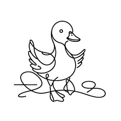 Cute One-Line Duck Drawing: Minimalist Bird Illustration