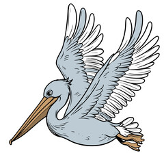 Majestic Pelican in Flight: A Stunning Avian Illustration