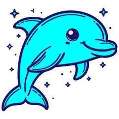 Adorable Cartoon Dolphin: Ocean Animal Illustration