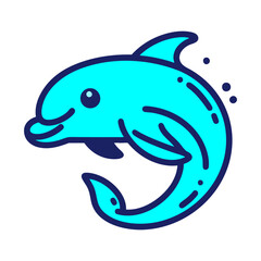 Playful Blue Dolphin: Ocean Animal Cartoon Illustration