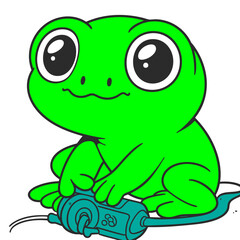 Adorable Green Frog Cartoon Illustration