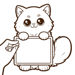Adorable Kitten Holding a Blank Sign