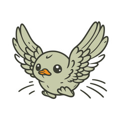 Adorable Baby Bird Taking Flight: A Whimsical Cartoon Illustration