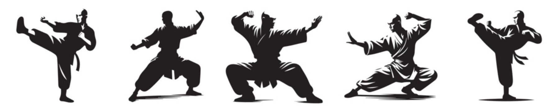 vector silhouette of a shaolin kungfu