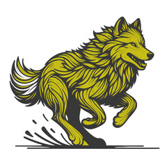 Leaping Wolf: A Dynamic Wildlife Illustration