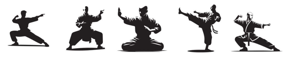 vector silhouette of a shaolin kungfu