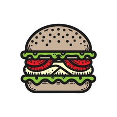 Juicy Cheeseburger: A mouthwatering fast food illustration