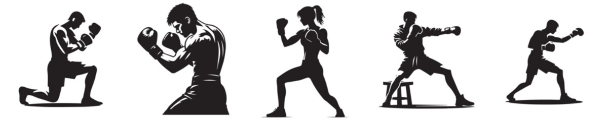 vector silhouette of a person boxing