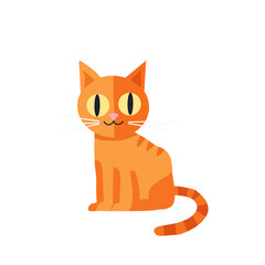 Cute orange cartoon cat sitting with a curious expression. Ideal for children’s books, animal icons, and educational graphics
