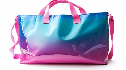 Naklejka premium Glossy Gradient Tote Bag: Vibrant Pink, Blue, Purple