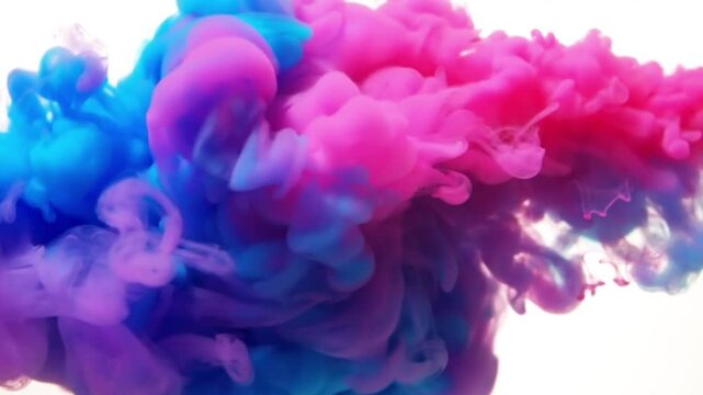 Abstract Pink and Blue Paint Cloud in Slow Motion