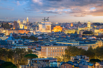 Rome, Italy from Above at Dusk