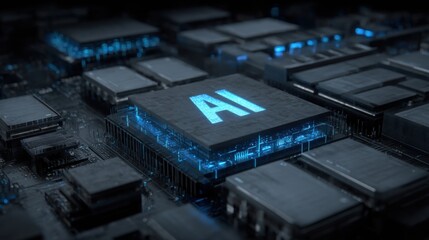 Fototapeta premium Urban cityscape featuring a large blue letter signifying modern branding and urban development in a vibrant environment