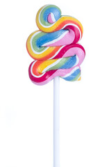 Rainbow twist lollipop isolated on white