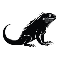 Fototapeta premium Lizard black silhouette of simple minimal vector