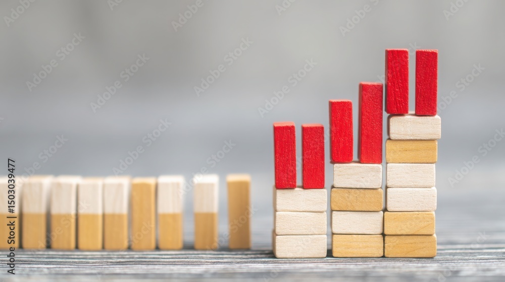 Poster a wooden block structure featuring a red block on top illustrating a unique tool concept for level s