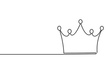 Crown continuous one line drawing and minimalist style isolate outline vector icon