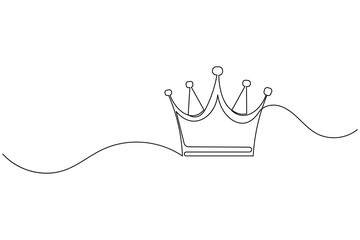 Crown continuous one line drawing and minimalist style isolate outline vector icon