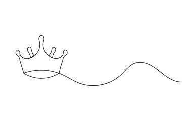 Crown continuous one line drawing and minimalist style isolate outline vector icon