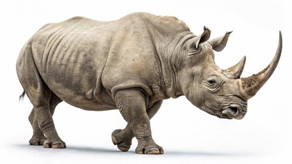 Fototapeta premium Majestic Rhinoceros Portrait in Natural Habitat High Quality White Background