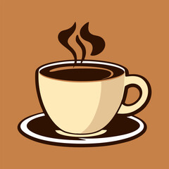 Hot coffee cup on marble countertop with soft ambient light and cozy minimalist interior