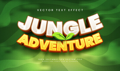 Fototapeta na wymiar Jungle adventure, editable vector text effect. Suitable for tropical or natural wild theme.