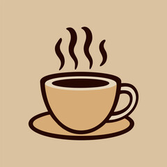 Hot coffee cup with steam rising on wooden table surrounded by books and warm light