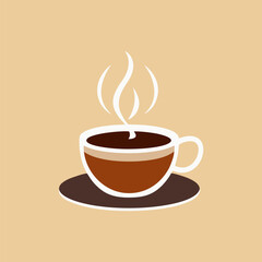 Cup of freshly brewed coffee with steam rising in early morning light