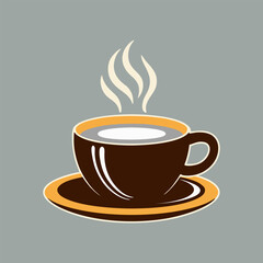 Hot coffee in elegant white ceramic mug with steam in cozy indoor setting