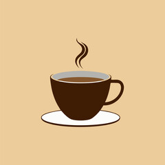 Steaming hot cup of coffee on dark table with moody atmospheric lighting