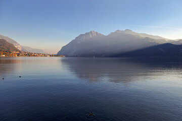 Dusk at Lake Como as seen from Mandello del Lario Italy