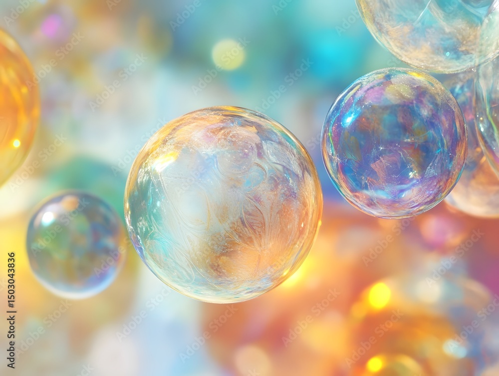Aufkleber vibrant soap bubbles floating in the air, creating a colorful and playful scene