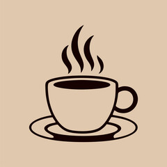 Steaming hot coffee cup resting on wooden table with soft light and cozy morning atmosphere