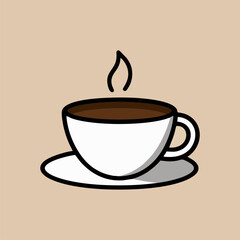 Close-up of hot coffee cup with rising steam on textured wooden table in bright daylight