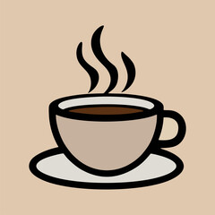 Warm ceramic mug filled with hot coffee placed on rustic table near window with natural light